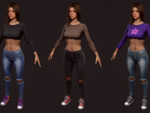girl in jeans 3Dモデル