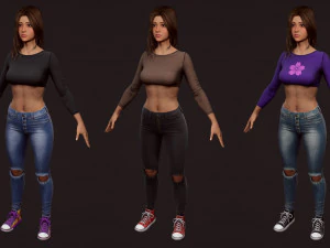 girl in jeans 3D Model