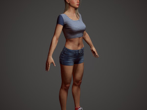 girl in shorts Modelo 3D