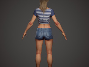 girl in shorts Modelo 3D