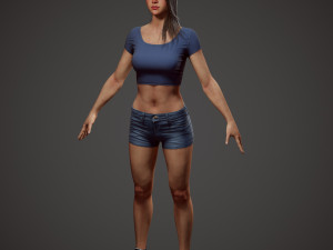 girl in shorts Modelo 3D