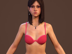 teen girl in underwear 3D Model