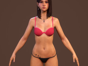 teen girl in underwear 3D Model