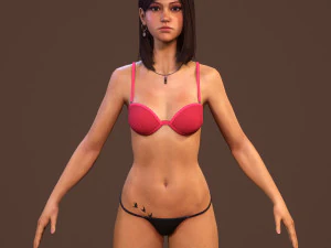 teen girl in underwear 3D Model