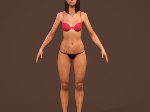 teen girl in underwear 3D Model