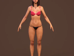 teen girl in underwear 3D Model