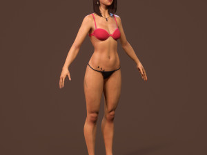 teen girl in underwear 3D Model
