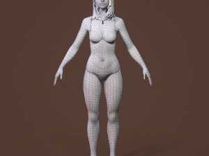 teen girl in underwear 3D Model