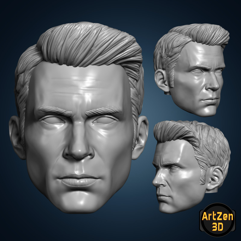 Chris Evans Captain America 3D printable for action figures Model Cetak 3D .c4d .max .obj .3ds .fbx .stl .blend 