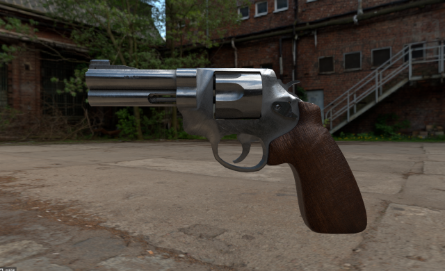 Revolver 45 acp 3D Model .c4d .max .obj .3ds .fbx .stl .blend 