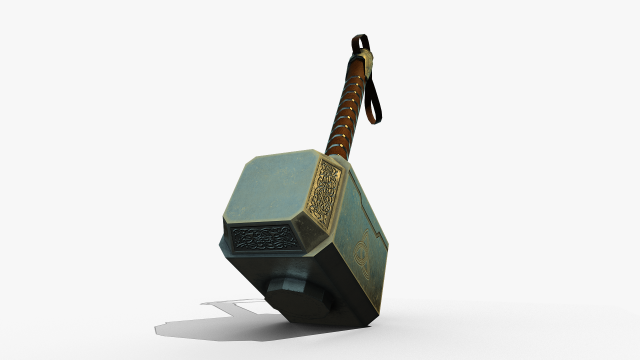 thor hammer mjolnir low poly 3Dモデル .c4d .max .obj .3ds .fbx .stl .blend 