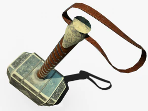 thor hammer mjolnir low poly 3D Model