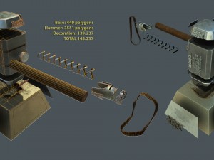 thor hammer mjolnir with base Modèle 3D
