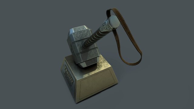 thor hammer mjolnir with base Modèle 3D .c4d .max .obj .3ds .fbx .stl .blend 