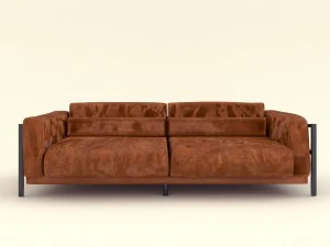 canap&eacute; en cuir dans le salon Modèle 3D