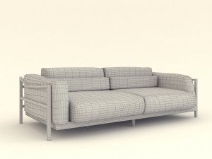 leather sofa in the living room 3D मॉडल