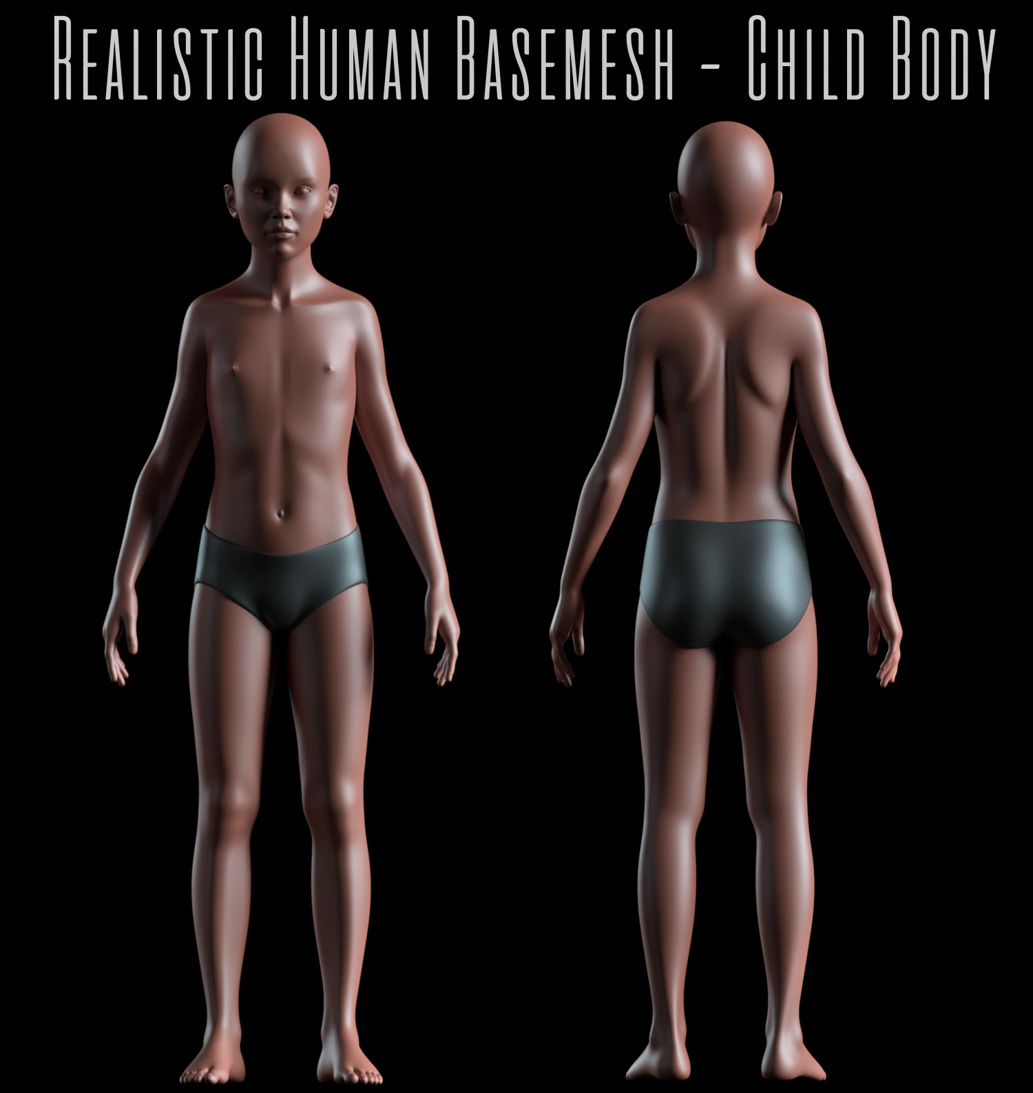3d realistic basemesh - child body -uvmapped - rigged model 3D Model .c4d .max .obj .3ds .fbx .stl .blend 