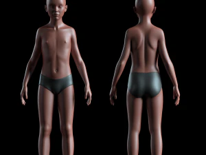 3d realistic basemesh - child body -uvmapped - rigged model 3D Model