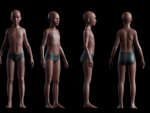 3d realistic basemesh - child body -uvmapped - rigged model 3D Model