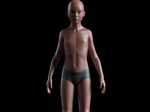 3d realistic basemesh - child body -uvmapped - rigged model 3D Model