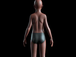 3d realistic basemesh - child body -uvmapped - rigged model 3D Model