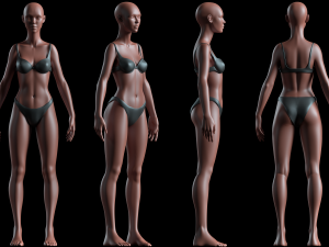 realistic human basemesh - rigged - uvmapped - woman body 3D Model