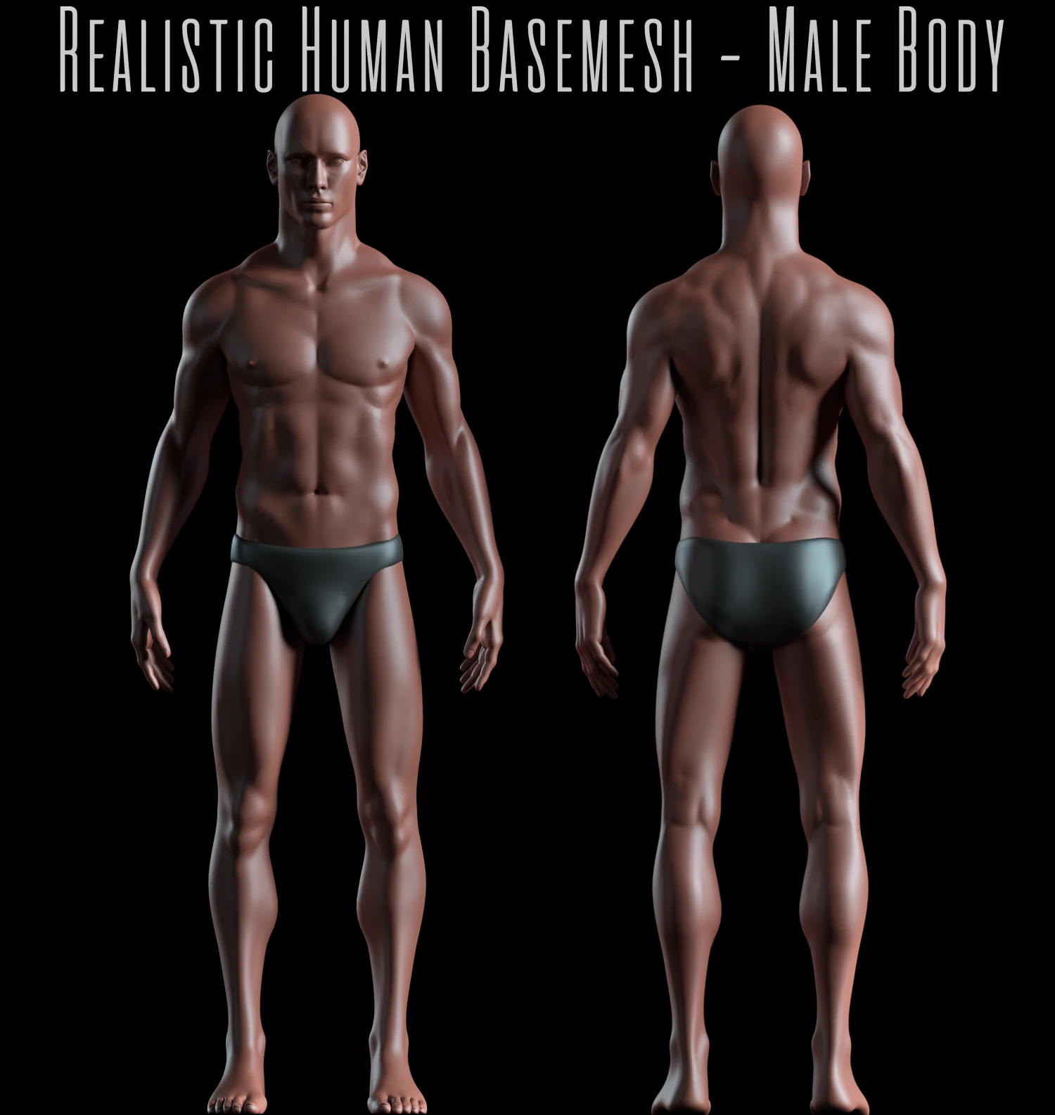 realistic human basemesh - rigged - uvmapped - man body 3D Model .c4d .max .obj .3ds .fbx .stl .blend 
