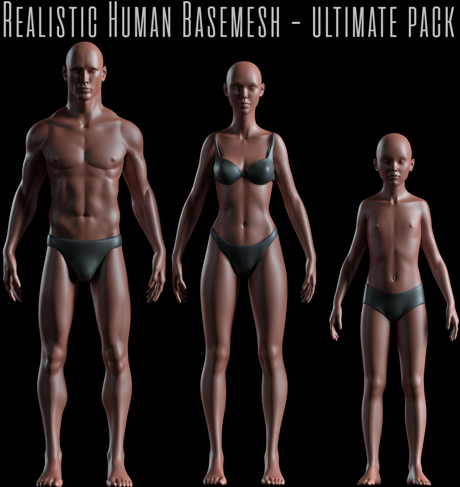 realistic basemesh - rigged - uvmapped - ultimate pack 3D Model in Anatomy 3DExport