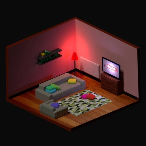 low polygonal room 2 3D Model .c4d .max .obj .3ds .fbx .stl .blend 