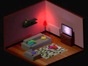 low polygonal room 2 3D Model