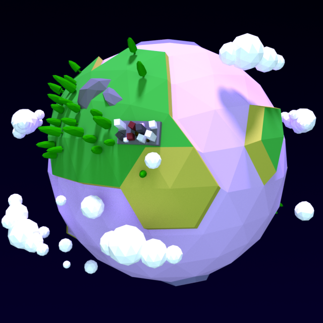 model cartoon low poly earth planet 3D 模型 .c4d .max .obj .3ds .fbx .stl .blend 