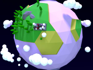 model planety ziemi z kresk&oacute;wek low poli Model 3D