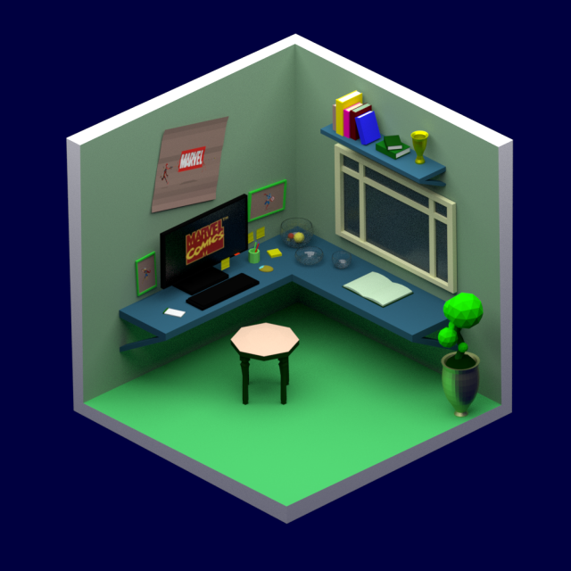 marvel fan room 3D Model .c4d .max .obj .3ds .fbx .stl .blend 