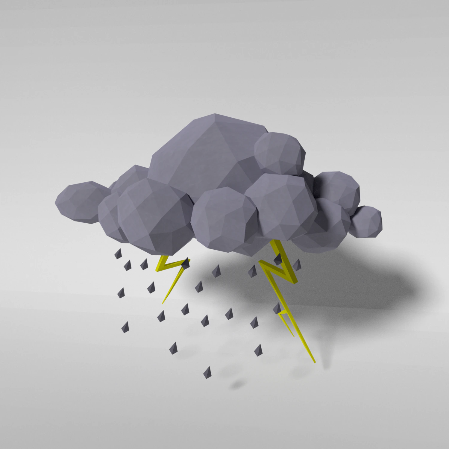 low poly white cloud - storm model 3D Model .c4d .max .obj .3ds .fbx .stl .blend 