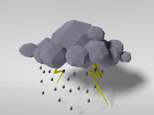 low poly white cloud - storm model 3D Model