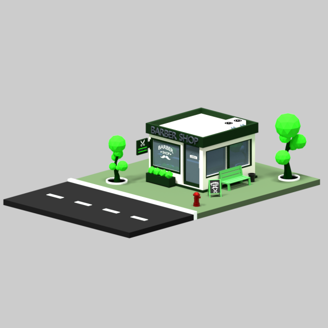 barber hop low poly Model 3D .c4d .max .obj .3ds .fbx .stl .blend