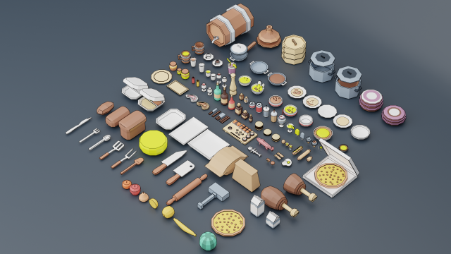 a set of products drinks kitchen utensils 3D-Modell .c4d .max .obj .3ds .fbx .stl .blend 