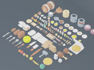 a set of products drinks kitchen utensils 3D Model
