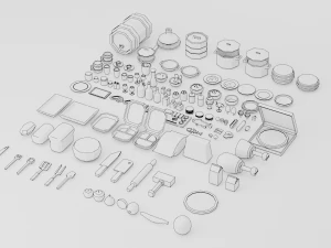 a set of products drinks kitchen utensils 3D Model