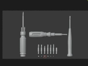 screwdrivers with nozzles set 3D Model
