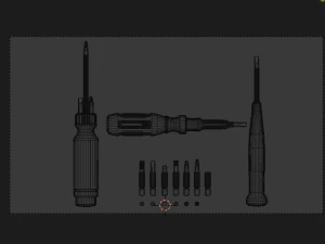 screwdrivers with nozzles set 3D Model
