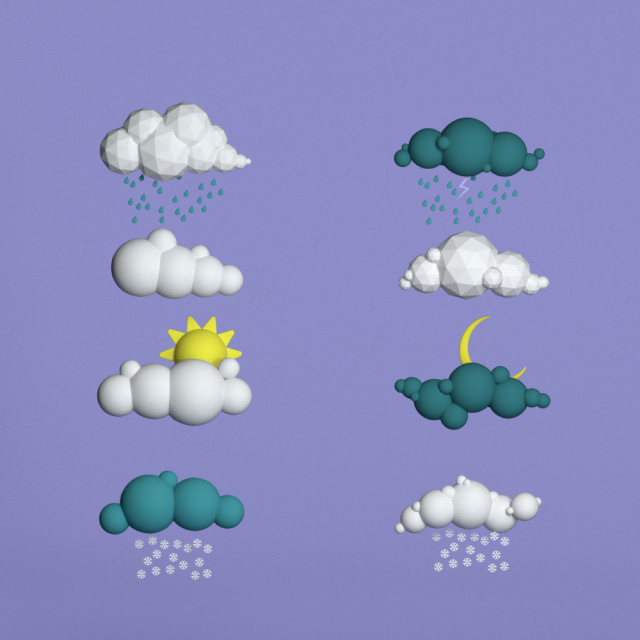 48 low poly clouds bundle low-poly Modelo 3D .c4d .max .obj .3ds .fbx .stl .blend 