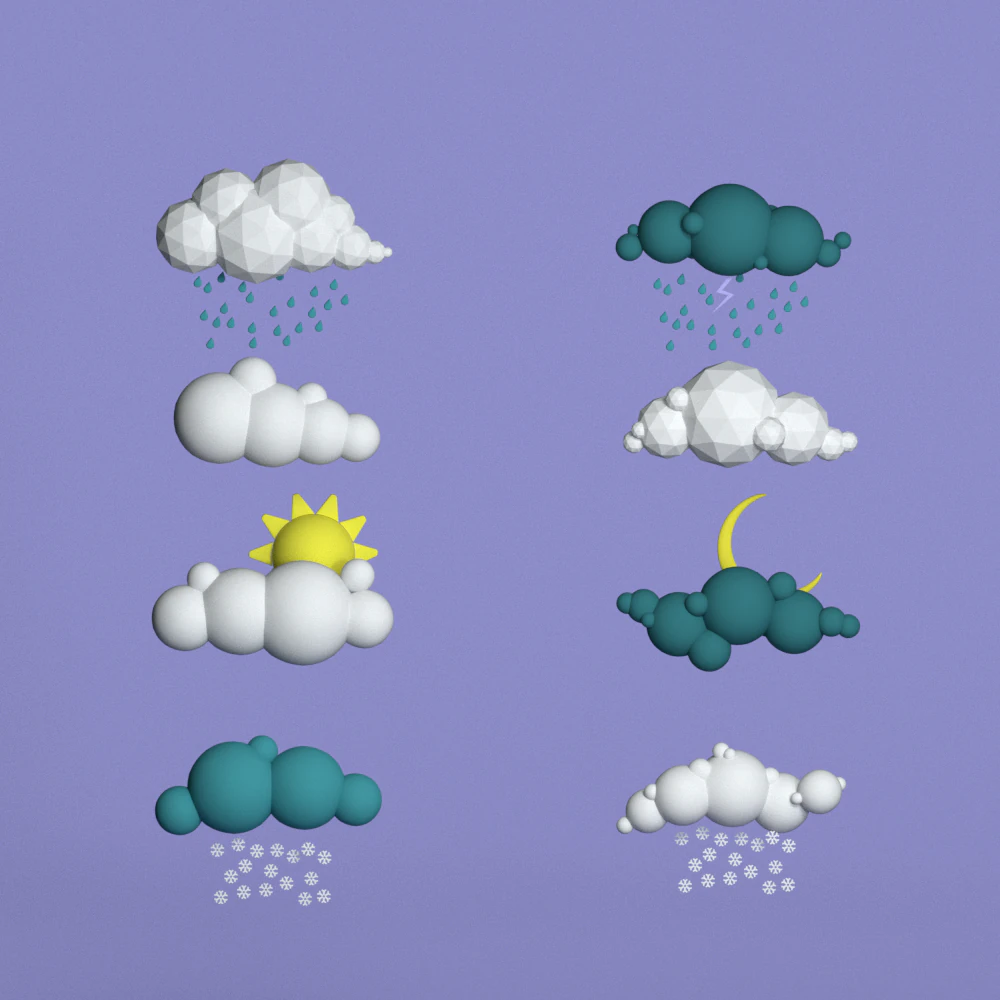 48 low poly clouds bundle low-poly 3D Model .c4d .max .obj .3ds .fbx .stl .blend 