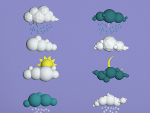48 low poly clouds bundle low-poly 3D Model