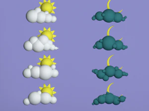 48 low poly clouds bundle low-poly 3D Model