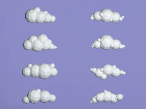 48 low poly clouds bundle low-poly 3D Model