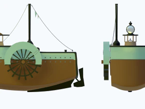 navio de desenho animado rebocador low-poly Modelo 3D