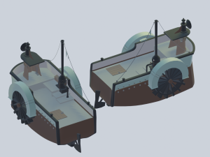 cartoon ship tug low-poly 3D 모델