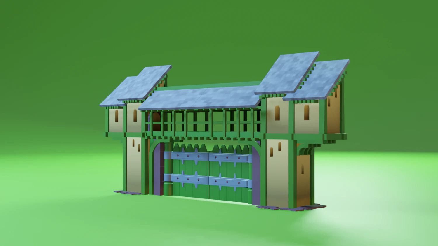 castle gate wall fortress to play low-poly 3D Model .c4d .max .obj .3ds .fbx .stl .blend