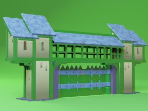 castle gate wall fortress to play low-poly Modelo 3D